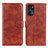 Leather Case Stands Flip Cover Holder A07D for Motorola Moto G 5G (2022) Brown