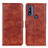 Leather Case Stands Flip Cover Holder A07D for Motorola Moto G Pure Brown