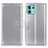 Leather Case Stands Flip Cover Holder A08D for Motorola Moto Edge 20 Lite 5G Silver
