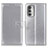 Leather Case Stands Flip Cover Holder A08D for Motorola Moto G Stylus (2022) 4G Silver