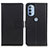 Leather Case Stands Flip Cover Holder A08D for Motorola Moto G41 Black