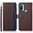Leather Case Stands Flip Cover Holder A09D for Motorola Moto E30 Brown