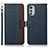 Leather Case Stands Flip Cover Holder A09D for Motorola Moto E32s Blue