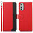 Leather Case Stands Flip Cover Holder A09D for Motorola Moto E32s Red