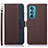 Leather Case Stands Flip Cover Holder A09D for Motorola Moto Edge 30 5G Brown