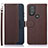 Leather Case Stands Flip Cover Holder A09D for Motorola Moto G Power (2022) Brown