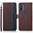 Leather Case Stands Flip Cover Holder A09D for Motorola Moto G Pure Brown