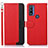 Leather Case Stands Flip Cover Holder A09D for Motorola Moto G Pure Red