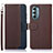 Leather Case Stands Flip Cover Holder A09D for Motorola Moto G Stylus (2022) 5G Brown