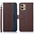 Leather Case Stands Flip Cover Holder A09D for Motorola Moto G32 Brown