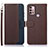 Leather Case Stands Flip Cover Holder A09D for Motorola Moto G41 Brown