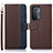 Leather Case Stands Flip Cover Holder A09D for OnePlus Nord N200 5G Brown