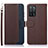 Leather Case Stands Flip Cover Holder A09D for Oppo A53s 5G Brown