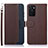 Leather Case Stands Flip Cover Holder A09D for Oppo A55S 5G Brown