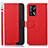 Leather Case Stands Flip Cover Holder A09D for Oppo A74 4G Red