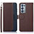 Leather Case Stands Flip Cover Holder A09D for Oppo Reno6 Pro 5G Brown