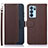 Leather Case Stands Flip Cover Holder A09D for Oppo Reno6 Pro 5G India Brown