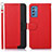 Leather Case Stands Flip Cover Holder A09D for Samsung Galaxy M52 5G Red