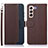 Leather Case Stands Flip Cover Holder A10D for Samsung Galaxy S21 FE 5G Brown