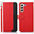 Leather Case Stands Flip Cover Holder A10D for Samsung Galaxy S21 FE 5G Red