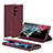 Leather Case Stands Flip Cover Holder AC1 for Samsung Galaxy S21 Ultra 5G Red
