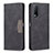 Leather Case Stands Flip Cover Holder B01F for Vivo Y30 Black