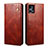 Leather Case Stands Flip Cover Holder B01S for Oppo Reno7 4G Brown