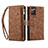 Leather Case Stands Flip Cover Holder B01S for Samsung Galaxy Note 20 5G Brown