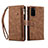 Leather Case Stands Flip Cover Holder B01S for Samsung Galaxy S20 Brown