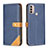Leather Case Stands Flip Cover Holder B02F for Motorola Moto E20 Blue