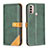 Leather Case Stands Flip Cover Holder B02F for Motorola Moto E20 Green