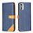 Leather Case Stands Flip Cover Holder B02F for Motorola Moto E32 Blue