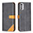 Leather Case Stands Flip Cover Holder B02F for Motorola Moto E32s Black