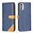 Leather Case Stands Flip Cover Holder B02F for Motorola Moto E32s Blue