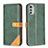 Leather Case Stands Flip Cover Holder B02F for Motorola Moto E32s Green