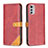 Leather Case Stands Flip Cover Holder B02F for Motorola Moto E32s Red