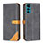 Leather Case Stands Flip Cover Holder B02F for Motorola Moto G22 Black