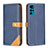 Leather Case Stands Flip Cover Holder B02F for Motorola Moto G22 Blue