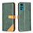 Leather Case Stands Flip Cover Holder B02F for Motorola Moto G22 Green