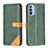 Leather Case Stands Flip Cover Holder B02F for Motorola Moto G41 Green