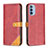 Leather Case Stands Flip Cover Holder B02F for Motorola Moto G41 Red