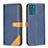 Leather Case Stands Flip Cover Holder B02F for Motorola Moto G42 Blue