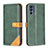 Leather Case Stands Flip Cover Holder B02F for Motorola Moto G62 5G Green