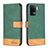 Leather Case Stands Flip Cover Holder B02F for Oppo F19 Pro Green