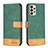 Leather Case Stands Flip Cover Holder B02F for Samsung Galaxy A33 5G Green