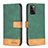 Leather Case Stands Flip Cover Holder B02F for Samsung Galaxy A41 Green