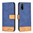 Leather Case Stands Flip Cover Holder B02F for Vivo Y11s Blue