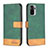 Leather Case Stands Flip Cover Holder B02F for Xiaomi Poco M5S Green