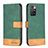 Leather Case Stands Flip Cover Holder B02F for Xiaomi Redmi 10 (2022) Green