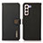 Leather Case Stands Flip Cover Holder B02H for Samsung Galaxy S22 Plus 5G Black